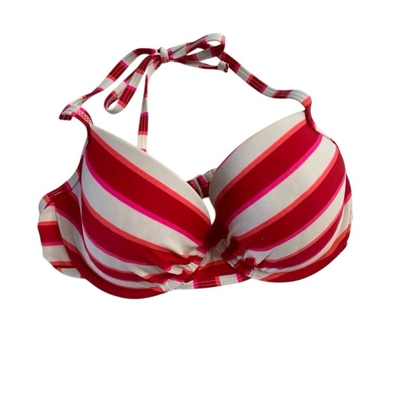 Old Navy Women's Striped Push Up Bikini Top Red Halter Size M - Picture 1 of 5